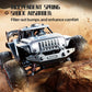 Silver off-road remote control truck with front bumper and spring suspension over rocks