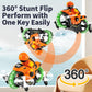 Orange/black RC amphibious flying motorcycle with green ring lights and spinning propellers