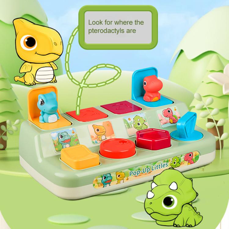Mint pop-up dinosaur learning toy with colorful pop-up slots and dinosaur character figures