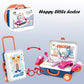Rolling doctor pretend play kit with stethoscope, syringe, and glasses shown open