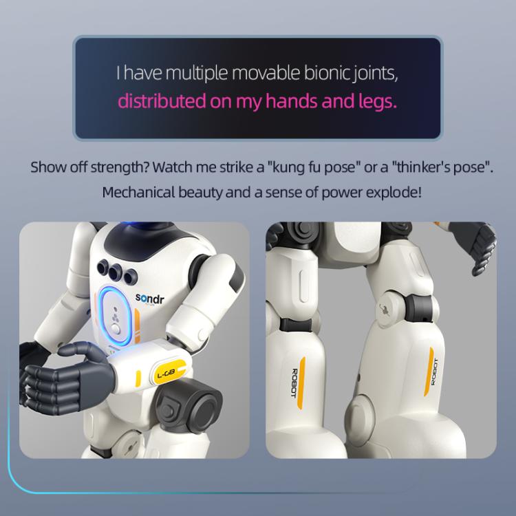 JJR/C R40 bionic joint smart robot, white body with movable limb joints, close-up