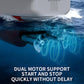 Aircraft carrier toy underside with dual motor support and glowing water-cannon jets.