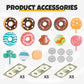 Donut shop playset accessory set with assorted donut toys and play coins