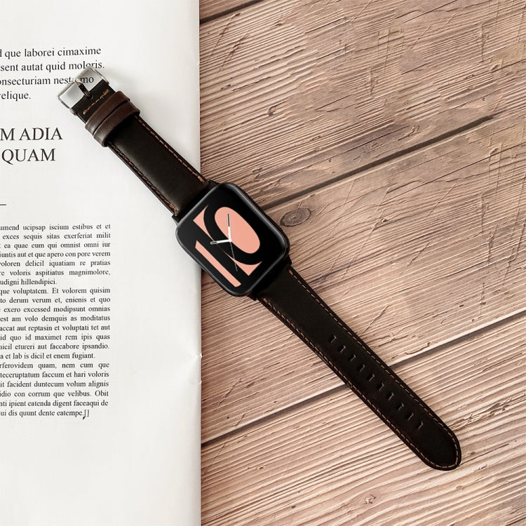 Crazy Horse Texture Genuine Leather Replacement Strap Watchband, For OPPO Watch 41mm, For OPPO Watch 46mm