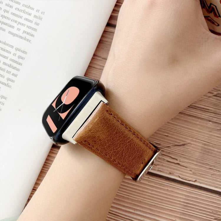Crazy Horse Texture Genuine Leather Replacement Strap Watchband, For OPPO Watch 41mm, For OPPO Watch 46mm