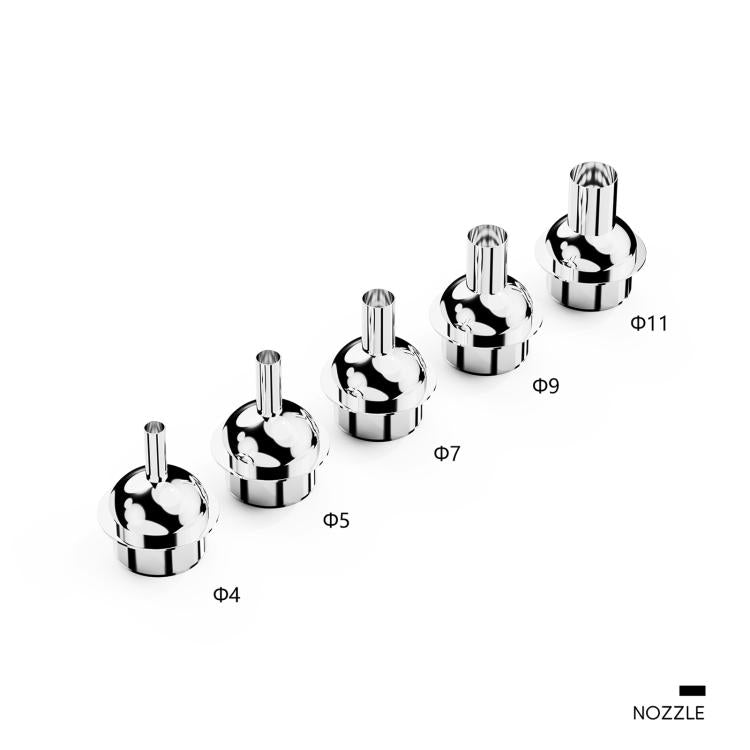 Chrome interchangeable hot air nozzles set with five different sizes