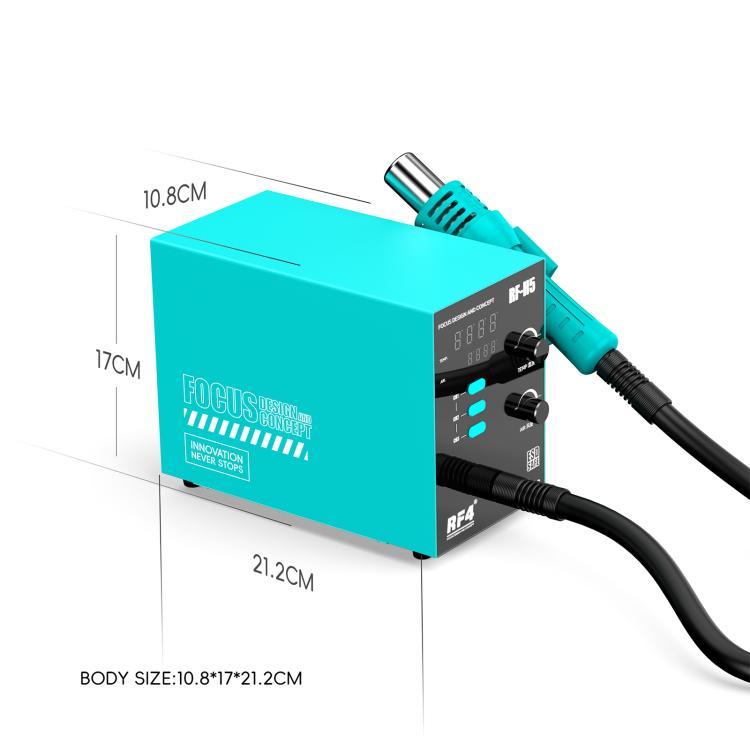 RF4 RF-H5 hot air rework station with compact body and connected hot air gun