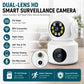 White dual-lens home surveillance camera base with rotatable dome