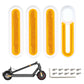 Electric scooter wheel side covers set with amber reflective strips and screws, white base