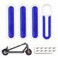 Electric scooter wheel side covers set with blue reflective strips and screws, light blue base