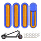 Electric scooter wheel side covers set with amber reflective strips and screws, blue base