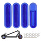 Electric scooter wheel side covers set with blue reflective strips and screws, blue base