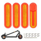 Electric scooter wheel side covers set with amber reflective strips and screws, red-orange base
