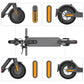 Set of reflective side wheel covers with amber strips mounted on electric scooter