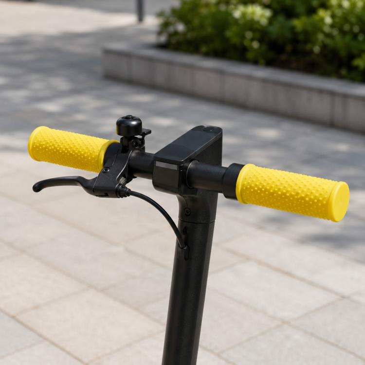 Scooter handlebar silicone anti-slip covers, yellow textured grips