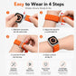 Orange nylon loop watch band installation, adjustment, and G-hook fastening steps