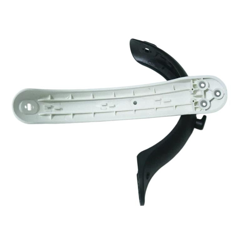 White electric scooter mudguard bracket with underside mounting hardware