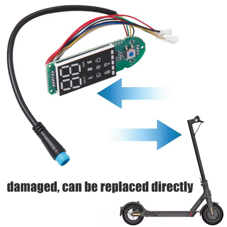Electric scooter display instrument circuit board with LCD screen and cable connector