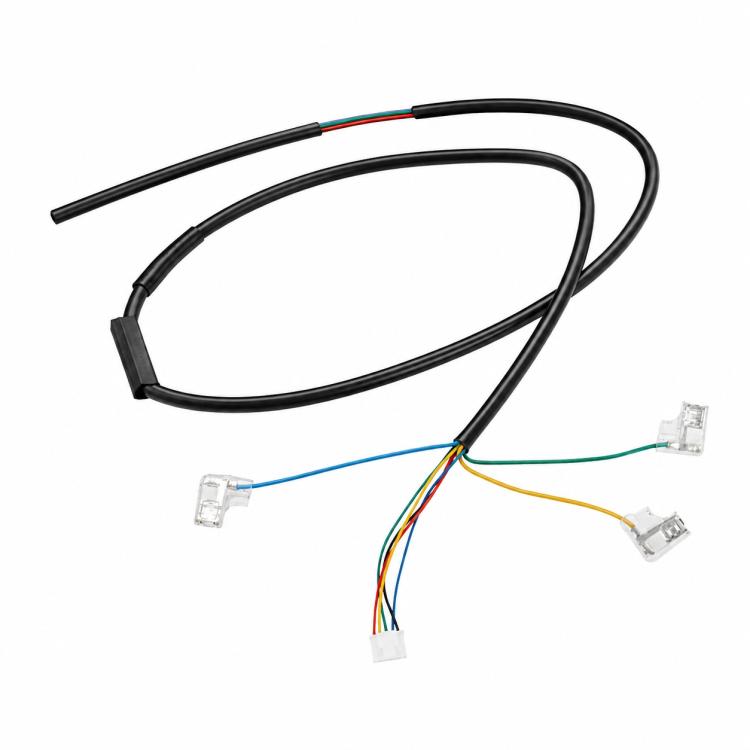 Front wheel motor connection installation cable with black sheath and multicolor wires