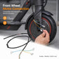 Front wheel motor connection cable with multicolor wires and connector plugs near the front wheel