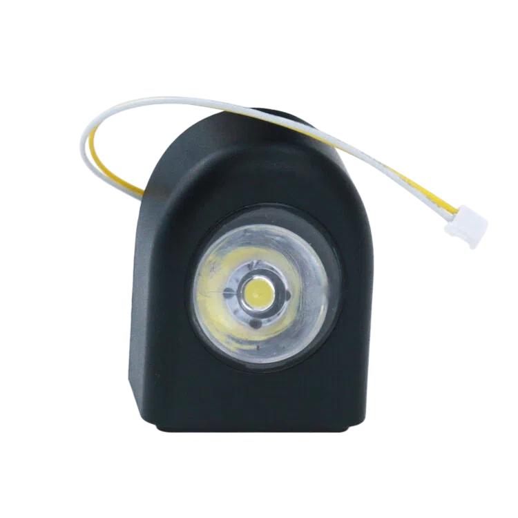 LED headlight for Xiaomi Mijia M365, black housing with circular LED lens and wiring