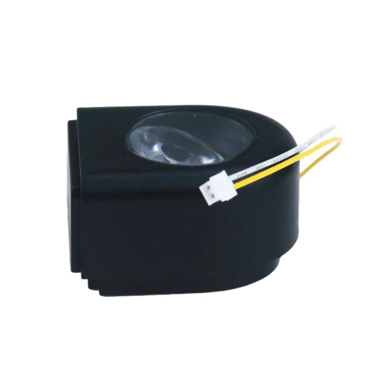LED headlight for Xiaomi Mijia M365, black housing with clear lens, yellow wire and plug