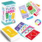 Toddler learning flash card set with numbers, shapes, and animal word cards