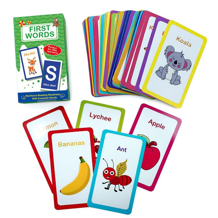 First words flash card set with animal and fruit picture cards