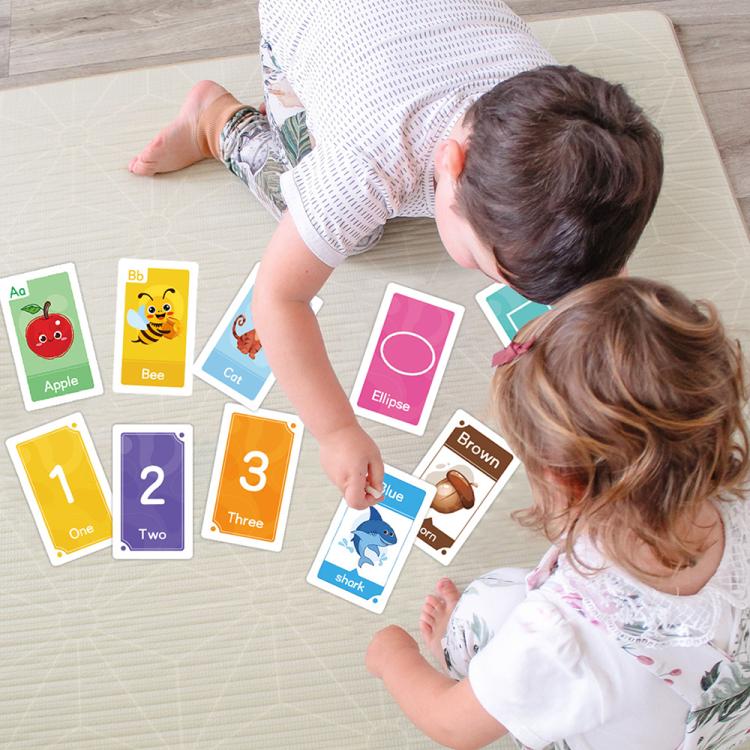 Children’s alphabet and shape learning flash cards set, colorful illustrated cards