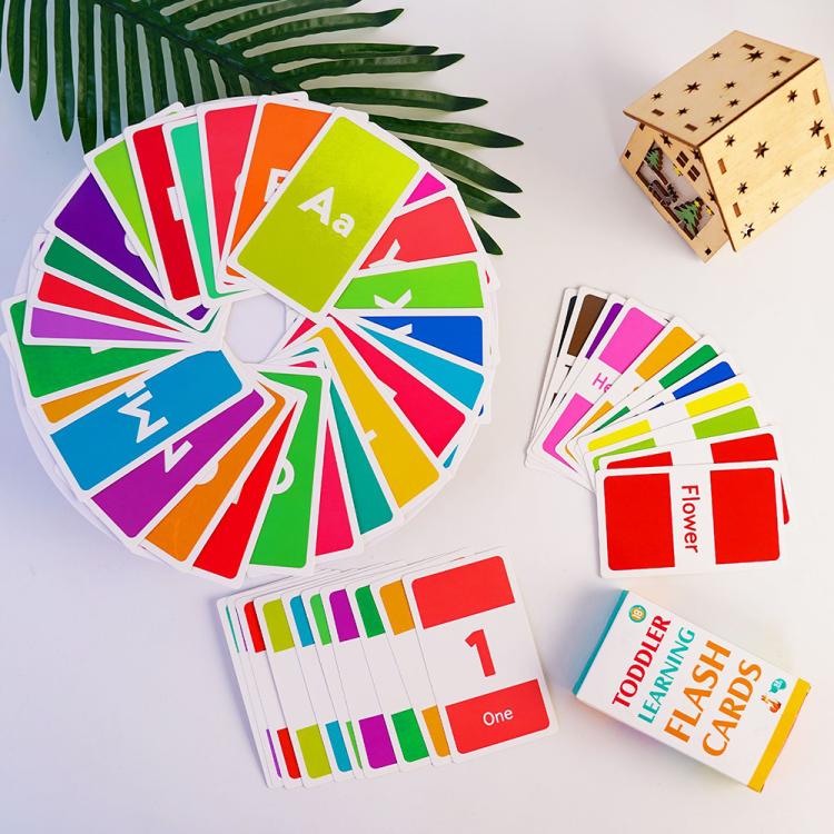 Rainbow flash cards set with matching color letter cards and small card packs