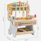 Children's wooden tool bench with dual levels and hanging tool board