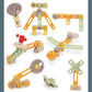 Children's wooden tool accessories set with gears, tools, and connector pieces