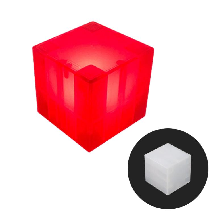 Red translucent magnetic cube LED night light, 2.5 cm