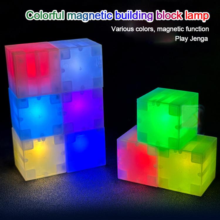 Set of colorful translucent magnetic cube LED night lights, 2.5 cm each