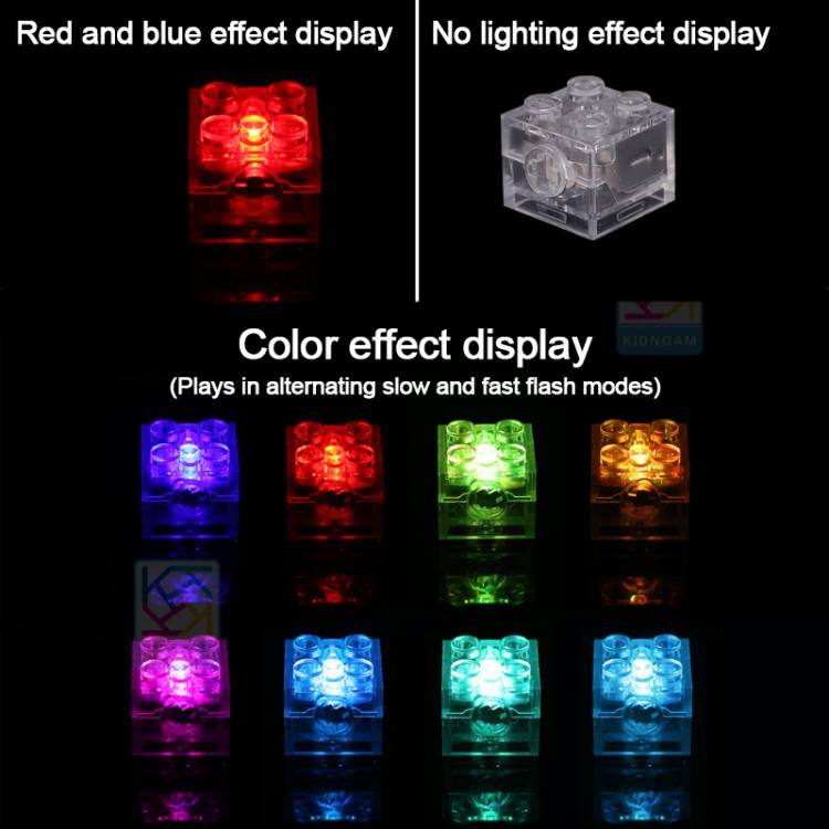 LED building-block color-effect display with alternating slow and fast flashes