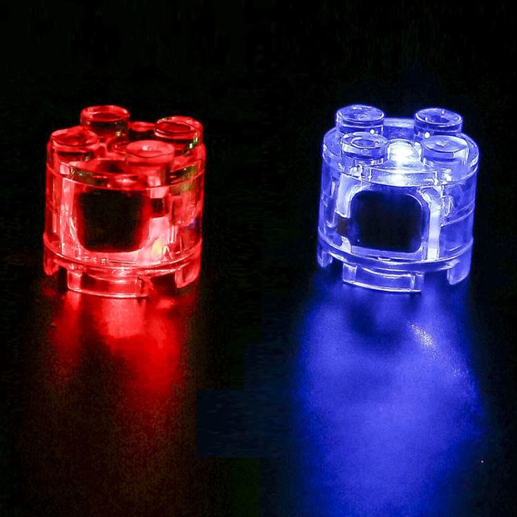 2x2 round LED building block light with red and blue flashing lights