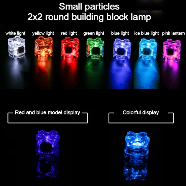 Assorted 2x2 round LED building block lights in multiple colors