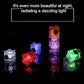 Round LED building block lamp showing multi-color lighting modes