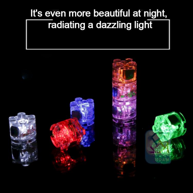 Round LED building block lamp showing multi-color lighting modes