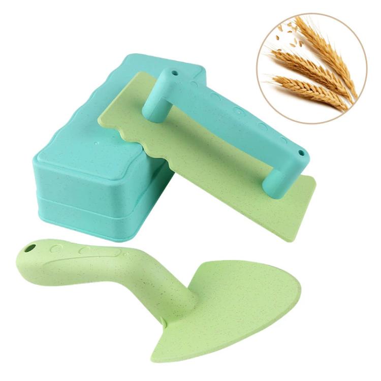 Children’s beach brick mold set with turquoise and lime shovel pieces