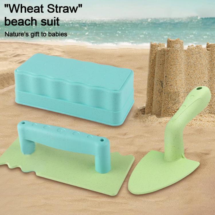 Children’s beach brick mold and shovel set in turquoise and light-green