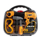 Children's electric drill tool set in clear case with yellow drill and red switch