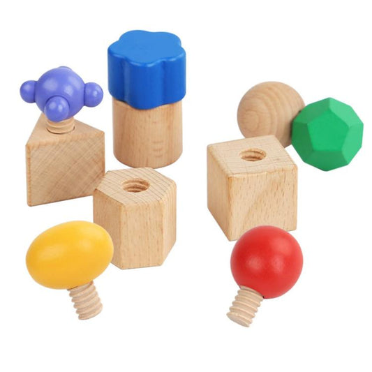 Kid Wooden Screw Matching Game Montessori Nut Bolt Disassembly Toy, Shape, Five-pin