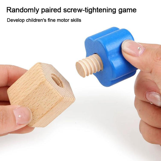 Kid Wooden Screw Matching Game Montessori Nut Bolt Disassembly Toy, Shape, Five-pin