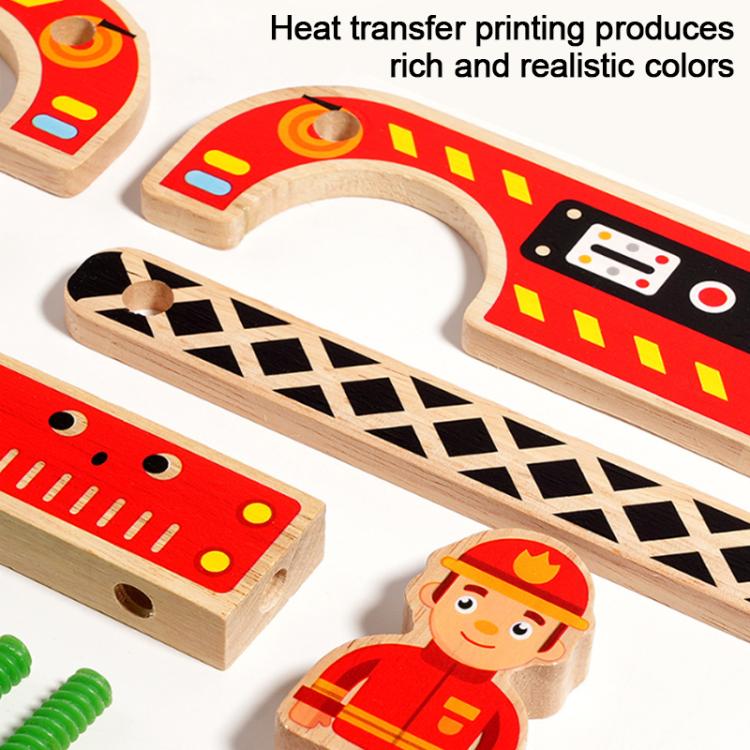Kids Early Education Multifunctional Solid Wood Disassembly Fire Truck