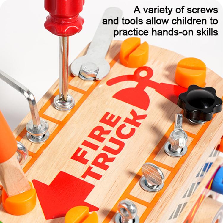Kids Early Education Multifunctional Solid Wood Disassembly Fire Truck