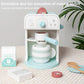 Children's wooden pretend coffee machine toy with teacup, mug, and play coffee pieces