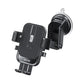 Black mechanical car phone holder with suction cup base and side mounting clamps