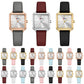 Set of ladies square quartz watches with leather straps in assorted colors