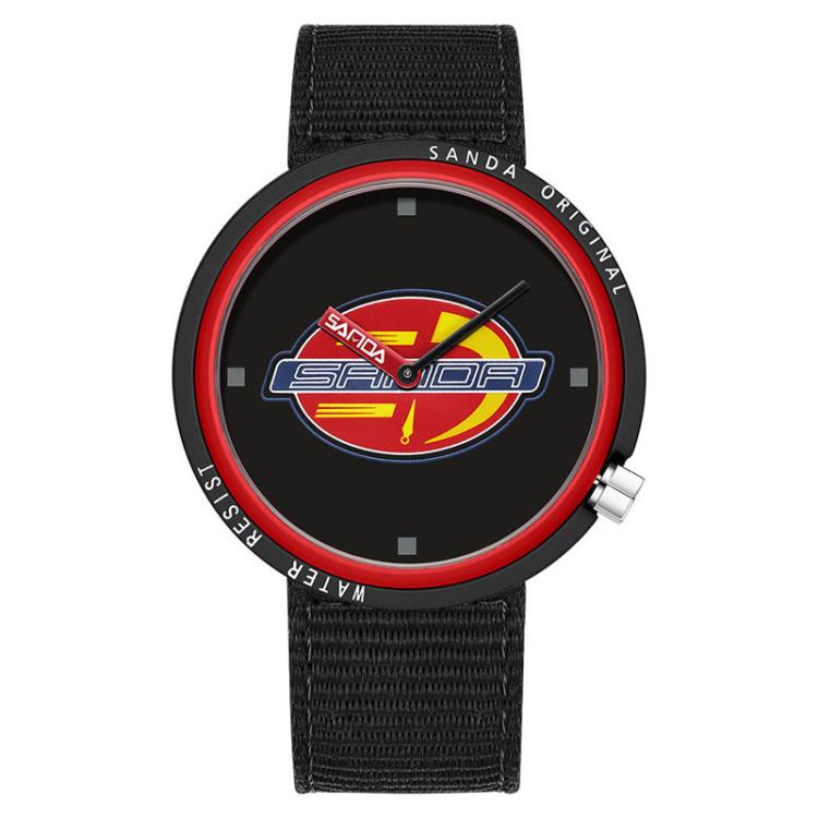 SANDA 3202 Slim Silent 3ATM Waterproof Student Watch with Nylon Strap